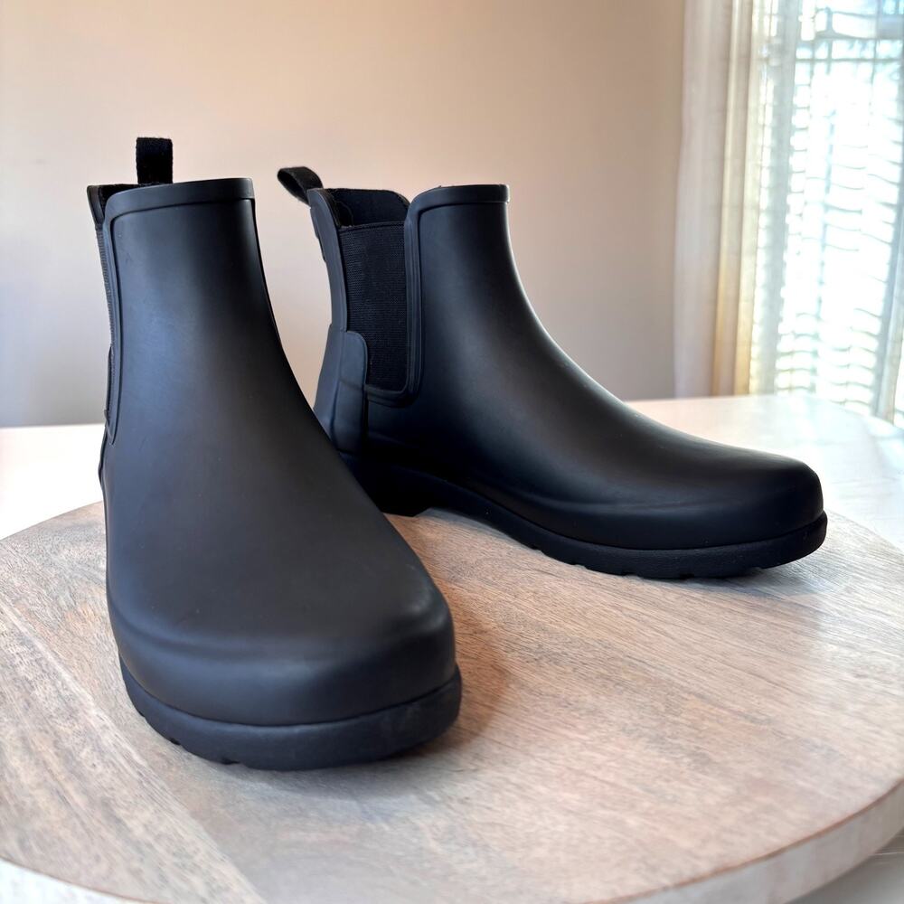 Hunter Original Chelsea Rain Boots Black Waterproof Ankle Women's Size 8 Matte